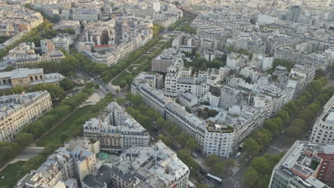 Flying toward the Esplanade Jacques Chaban-Delmas in Paris Stock Footage 244853764