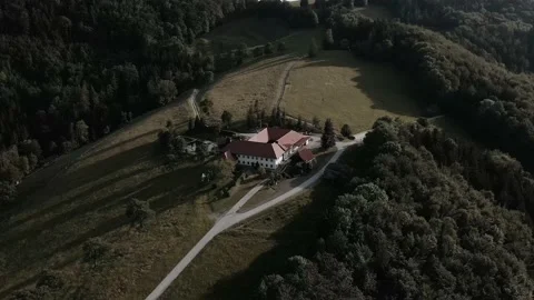 Flying toward a farm at sunset graded Stock Footage 171267071