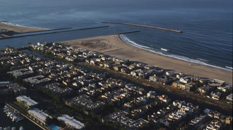 Flying toward jetty in Marina del Rey, California. Shot in 2010. Stock Footage 59112352