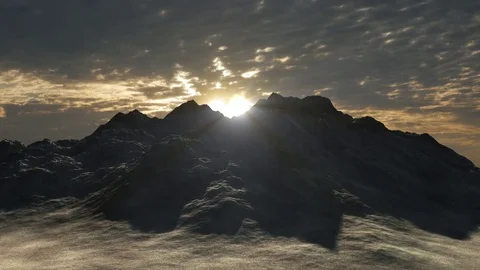 Flying Toward a Mountain Range at Sunset Stock Footage 72691294