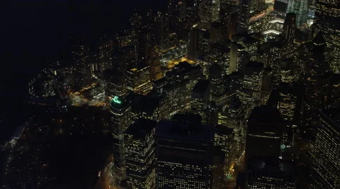 Flying toward One World Trade Center (Freedom Tower) in New York City at night. Stock Footage 59170994