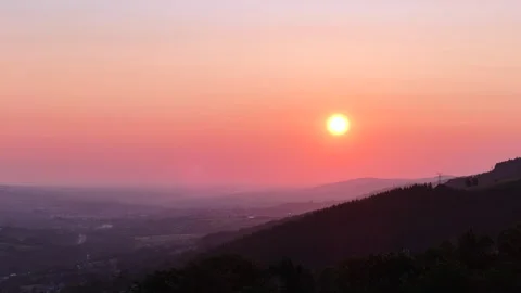 Flying Toward Sunrise Over Mountain Landscape Stock Footage 346180168