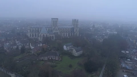 Flying toward York Minster, Drone, Yorkshire Stock Footage 101709933