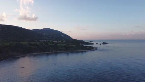 Flying towards Akamas Stock Footage 145495569