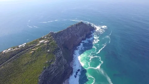 Flying Towards Cape Point Peak in South Africa Stock Footage 79737147