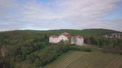 Flying towards castle Wilheminenberg close to Vienna, Austria during the day Stock Footage 171325622