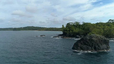 Flying Towards a Deserted Beach in Bocas Del Toro Stock Footage 100571435