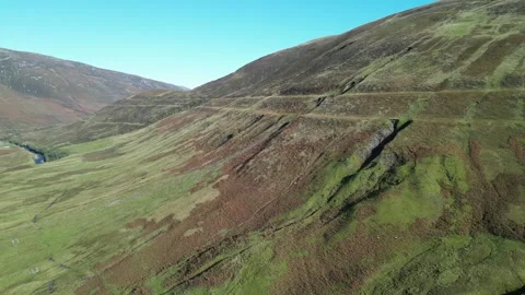 Flying towards the Glen Roy "Parallel Roads". Stock-Footage 265240968