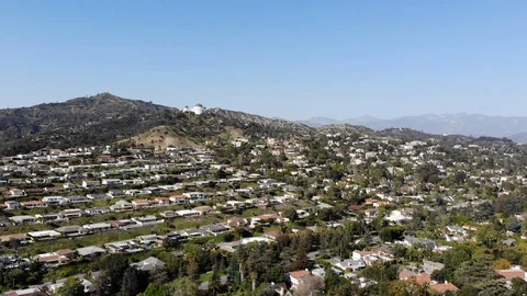 Flying Towards Griffith Observatory, Los Feliz, Los Angeles - (60fps, Drone) Stock Footage 93599588