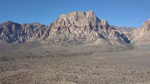 Flying Towards a Large Mountain in Red Rock Canyon in 4K Stock Footage 88884172