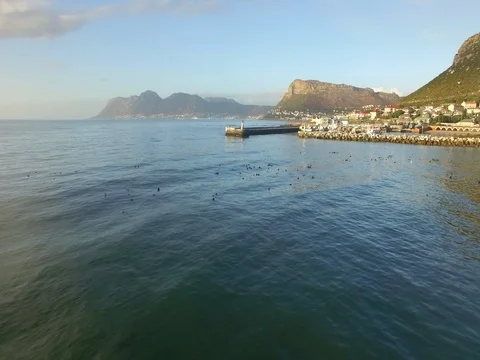 Flying Towards Light House in Cape Town, South Africa Stock Footage 79761494