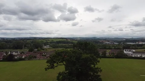 Flying towards Marsh Barton in King George playing fields, Exeter aerial Vidéo 279157699