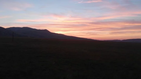 Flying Towards Mountains At Sundown Stock Footage 89675936