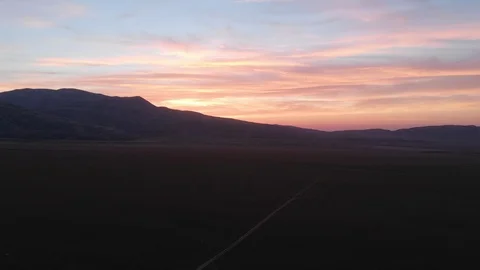 Flying Towards Mountains At Sundown Stock Footage 89676766
