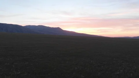 Flying Towards Mountains At Sundown Stock Footage 89677934