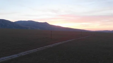 Flying Towards Mountains At Sundown Stock Footage 89678358
