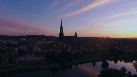 Flying towards the munster of Ulm Stock Footage 108873297
