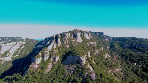 Flying towards a romanesque monastery Stock Footage 86416445