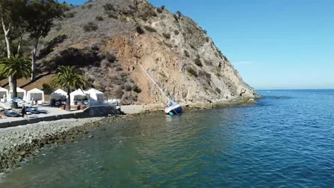 Flying towards a shipwreck Stock Footage 175079555