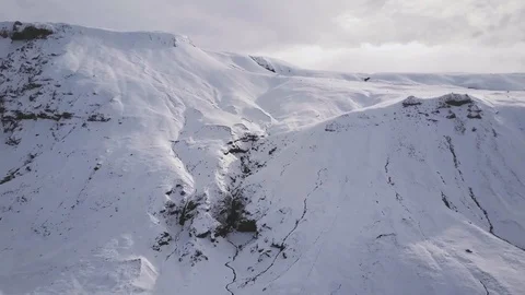 Flying towards Snowy Mountains Stock Footage 79281676