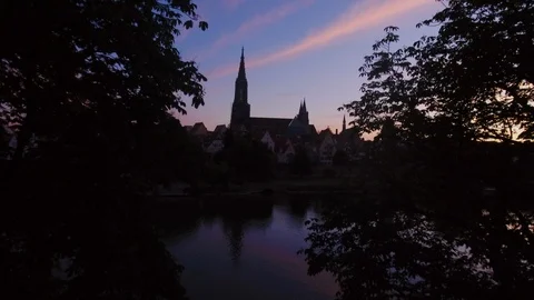 Flying towards Ulmer Munster Stock Footage 108870718