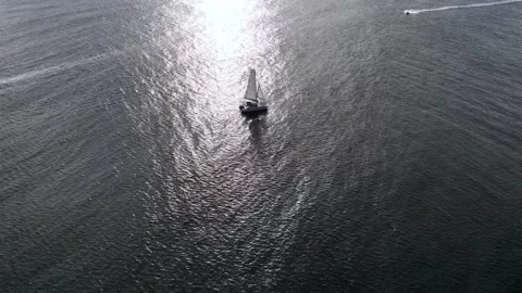 Flying towards until above a Catamaran sails with its sails fully hoisted  Vídeos de archivo 324788201