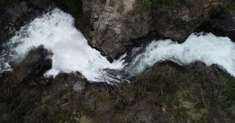 Flying towards waterfall changing to top close view of water falling 스톡 동영상 126253191