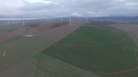 Flying Towards Wind Farm Stock Footage 65078083