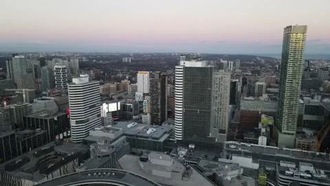 Flying towards Yonge-Dundas square Stock Footage 147204410