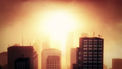 Flying Tower Sunset in a 3D animation Stock Footage 239098017