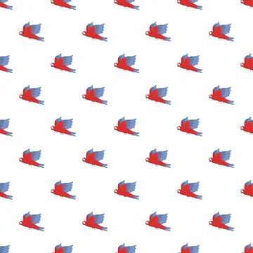 Flying tropical parrots creating a seamless pattern Stock Illustration
