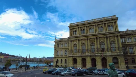 Flying trough the streets of Budapest  Stock Footage 221534366