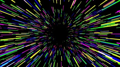 Flying trought hyperspace, multicolored abstract animation, seamless loop Stockbeeldmateriaal 85036896