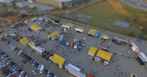 Flying on a truck fair Stock Footage 106883531