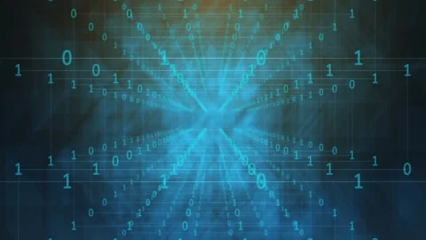 Flying in a tunnel from binary code Stock Footage 136125874