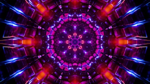 Flying in a tunnel with glowing cubes. Infinitely looped animation. Stock Footage 197307178