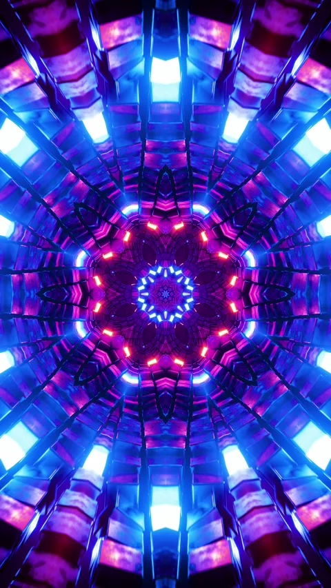 Flying in a tunnel with glowing cubes. Vertical looped video Stock Footage 226374544