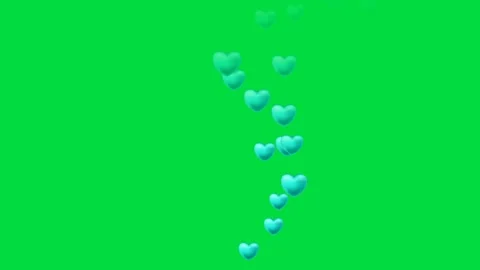 Flying Turquoise Hearts Animation. Romantic Background. Visual Effect. 4K Stock Footage 196219035