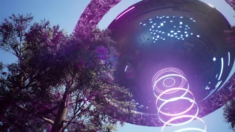 Flying UFO in the Forest Sky 库存影片 339629239