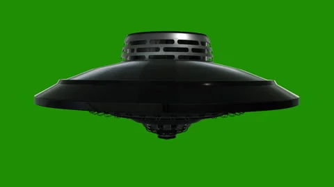 Flying UFO on green background Loop video Stock Footage 256609086