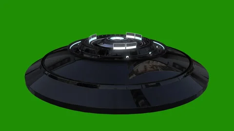 Flying UFO on green background Loop video Stock Footage 256610718