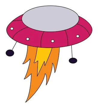A flying ufo isolated on a white background Stock Illustration