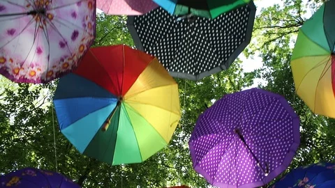 Flying Umbrellas Stock Footage 89268907