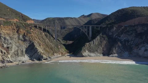 Flying Under the Bixby Bridge Stock Footage 112842746