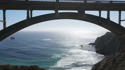 Flying under Bixby Bridge Stock Footage 197347405