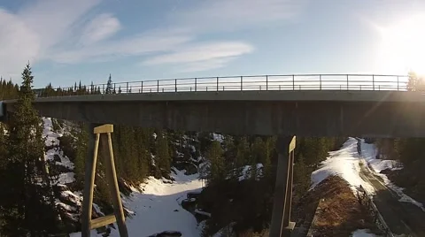 Flying under bridge Stock Footage 49561117