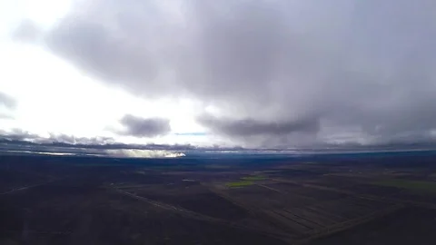 Flying under the clouds at low altitude Video stock 74911282