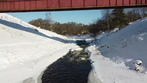 Flying under the railway bridge Stock Footage 157579184