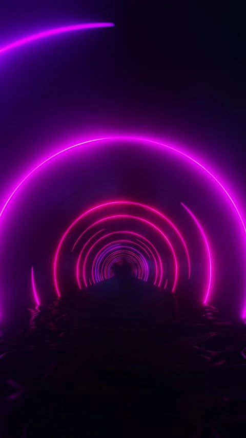 Flying under red neon arches. Vertical looped video Stock Footage 229459834