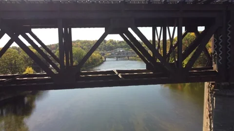 Flying Underneath Paris Train Track Stock Footage 314202063